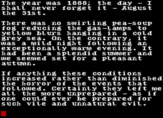 Jack the Ripper - ZX Spectrum game screenshot (1987) by CRL Group